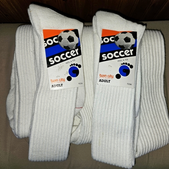 Over the knee / thigh-high white soccer sock. I have 1 pair left. - Picture 1 of 5